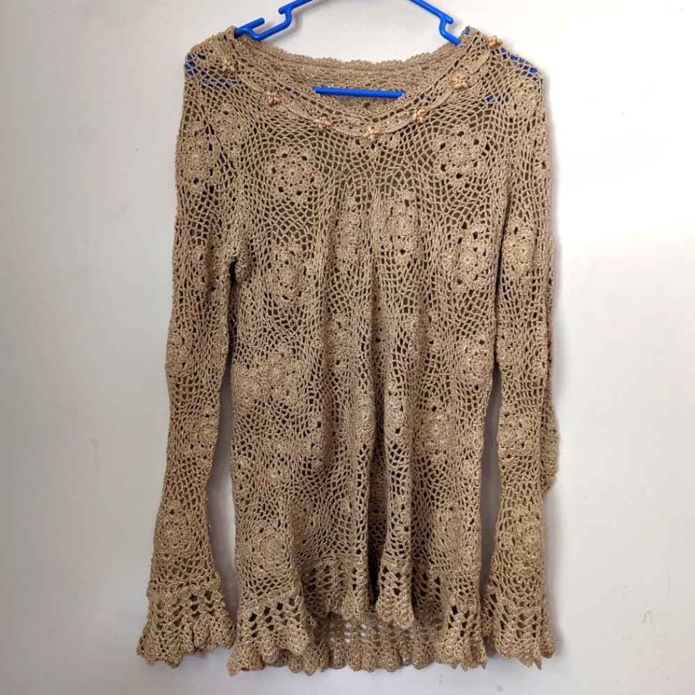 Boho Crochet beaded dress coverup
